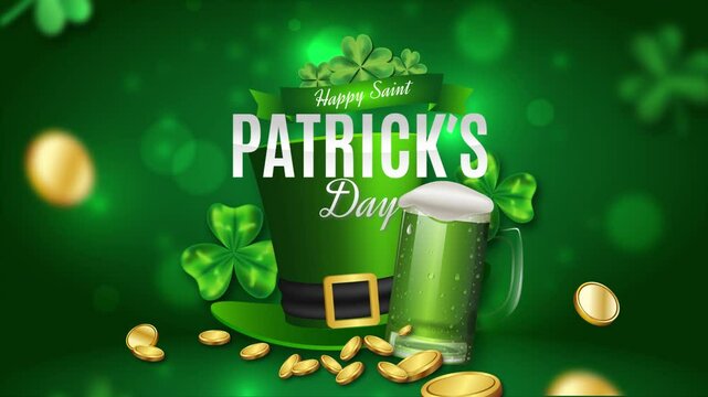 happy saint patrick's day march 17th animation 4k
