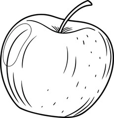 Line drawing of a red apple, fruit, healthy, crisp, sweet, orchard, nature, botanical, illustration,