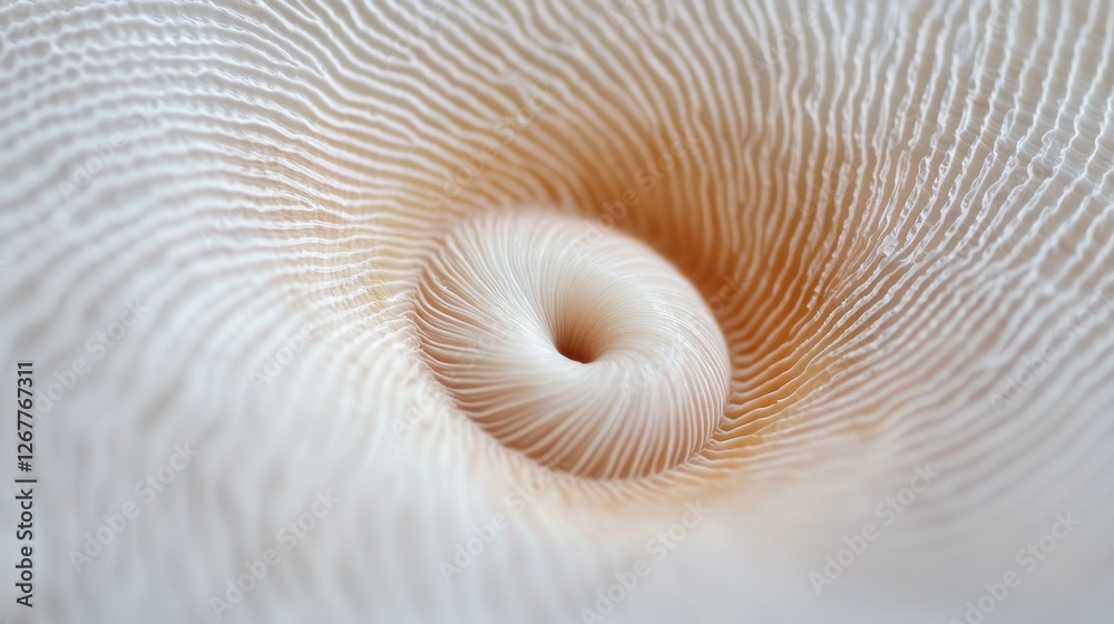 Poster close-up macro shot of tiny snail shell displaying intricate spiral patterns and textures