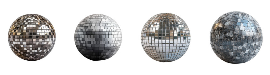 Classic Silver Disco Ball with Reflective Mirror Tiles set 