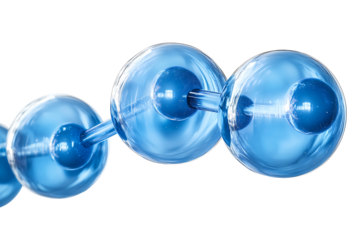 Blue glass sphere, abstract molecules with glass background. high resolution PNG file