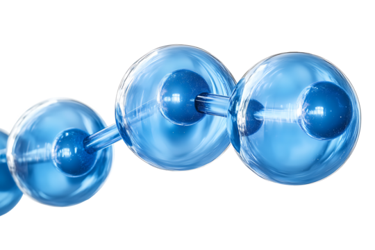Blue glass sphere, abstract molecules with glass background. high resolution PNG file