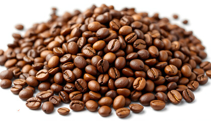 Obraz premium Fresh Roasted Coffee Beans on White Background - Food Photography