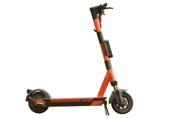 Modern orange and black electric scooter on isolated white background. PNG format © Сергей Иванкин