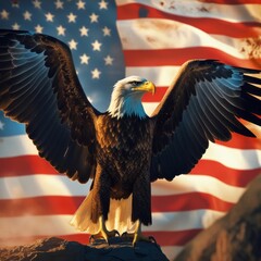 american eagle with american flag