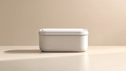 White Rectangular Container in Minimalist Style in Off-White hues
