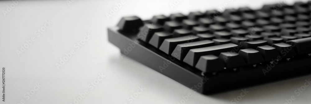 Aufkleber Modern black mechanical keyboard on a sleek surface enhances workspace aesthetics and efficiency. Generative AI