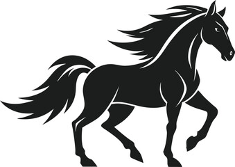 Running horse silhouette, isolated vector illustration