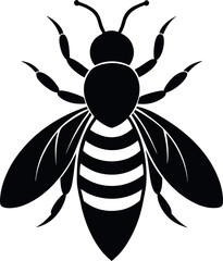 Honey Bee Black Silhouette - Minimalistic Vector Illustration of a Delicate Honeybee in Bold Monochrome Design, Ideal for Logos, Prints, Stickers, T-Shirts, Posters, and Nature-Inspired Artwork