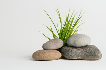Fototapeta premium Zen garden: pebbles and grass