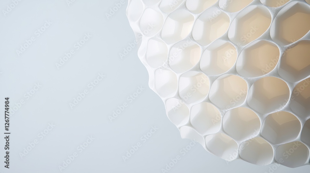 Poster intricate texture of honeycomb pattern showcasing individual cells and soft illumination on a light 