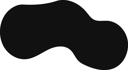 Simple minimal horizontal black irregular rounded abstract organic blob shape flowing on a plain white background representing modern graphic design element