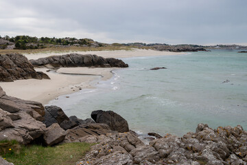 Amazing view from viewpoint at beautiful Ogna, Norway - clear water and beautiful beach with rocks