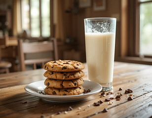 chocolate chip cookies and milk