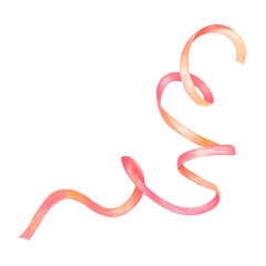 Fototapeta premium Hand drawn watercolor red ribbon isolated on white background. Can be used for cards, label and other printed products.