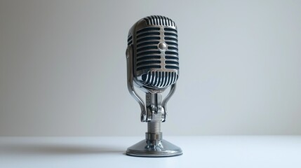 Retro microphone studio recording white background