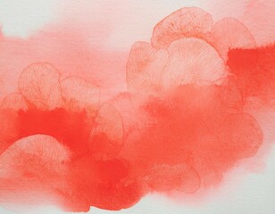 living coral watercolor illustration on white paper texture