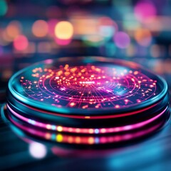 Holographic birth chart rotating in a high-tech, AI-powered astrology hub