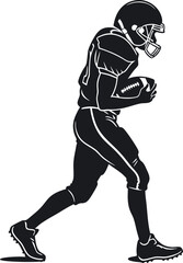 Obraz premium American Footballer Black Silhouette - Minimalistic Vector Illustration of a Strong Football Player in Action, Ideal for Logos, Prints, T-Shirts, Stickers, Posters, and Sports Graphic Designs