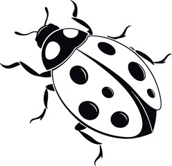 Ladybug Black Silhouette – Minimalistic Vector Illustration of a Cute and Simple Monochrome Insect, Perfect for Logos, Prints, T-Shirts, Stickers, Posters, Nature Art, and Modern Graphic Designs