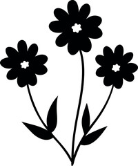 Black Silhouette of a Flower – Minimalist Vector Illustration Featuring Elegant Floral Art, Perfect for Logos, Prints, T-Shirts, Stickers, Tattoos, Wall Art, Decorative Designs, and Nature-Inspired Gr