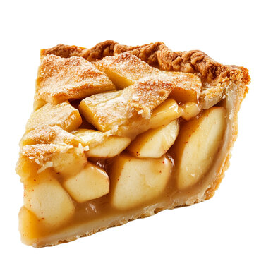 slice of apple pie on transparent background