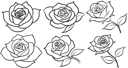 Rainbow Rose flower Coloring Page Printable Line Art Drawing