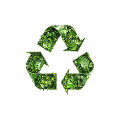 Green Recycling Symbol Made of Leaves and Plants