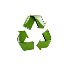 Obraz premium 3D Render of Glossy Green Recycling Symbol