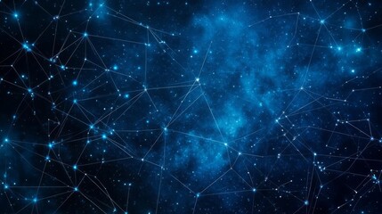 Fototapeta premium Holographic zodiac energy grid connecting constellations in deep space