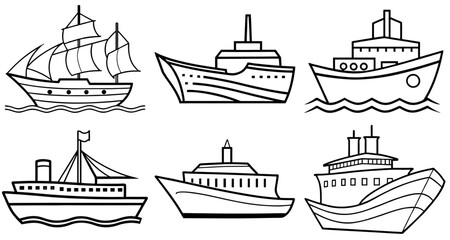 Ship Coloring Page Printable Line Art Drawing