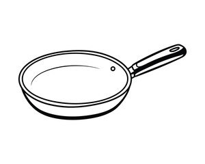Frying pan line art vector illustration