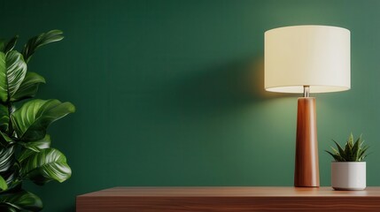 Cozy workspace with warm wooden desks, soft lamp lighting, and a calm, productive ambiance