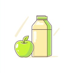 Simple illustration of apple and carton juice drink