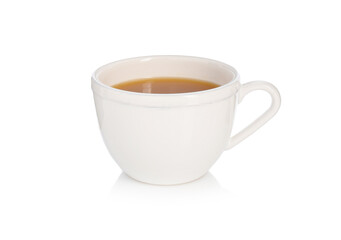 Aromatic turmeric tea in cup isolated on white
