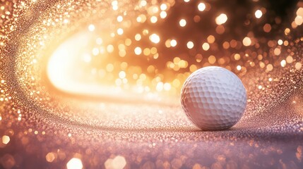 Golf ball on glitter background, festive, celebration, holiday