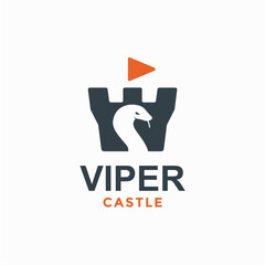 viper castle simple logo in negative space