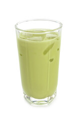 Fresh mung bean juice in glass isolated on white