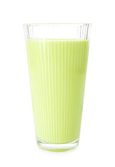 Fresh mung bean juice in glass isolated on white