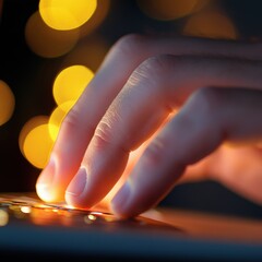 fingers Typing on a glowing Keyboard