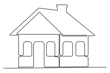 House continuous one line drawing of house icon Isolated on white background vector illustration