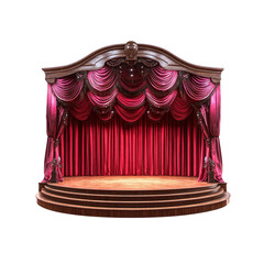 Grand Theater Stage with Crimson Curtains and Wooden Platform