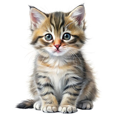 A drawing of a kitten with a red nose isolated on white background.