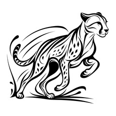 Obraz premium Tribal cheetah running vector illustration