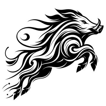 Tribal running boar vector illustration