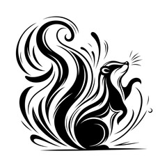 Fototapeta premium Tribal skunk with flowing tail vector illustration