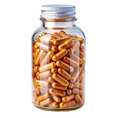 Capsules in bottle isolated on transparent background  
