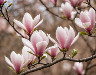 Spring bloom magnolia tree flowers. Blossom magnolia flower. Spring background. Blossom texture....