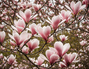 Spring bloom magnolia tree flowers. Blossom magnolia flower. Spring background. Blossom texture....