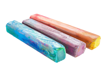 High-pigment chalk pastels ideal for creating soft transitions and vibrant designs isolated on transparent background